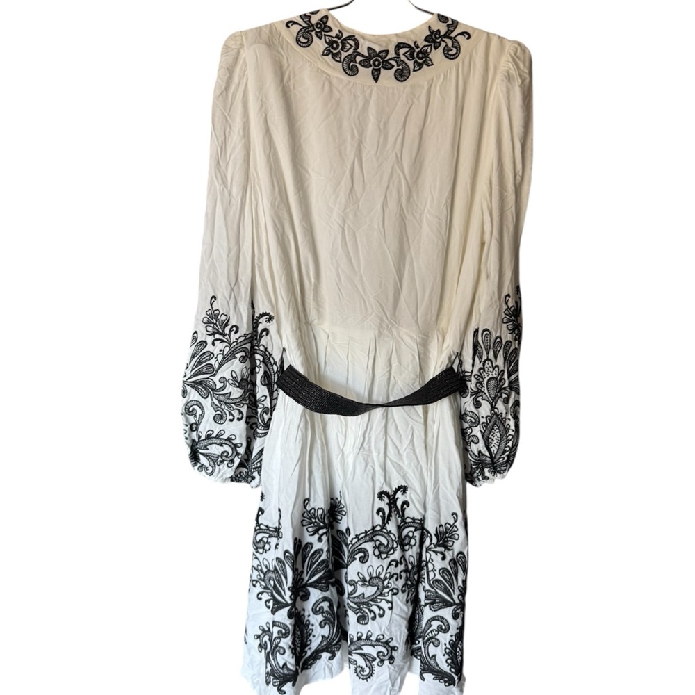 ANTONIO MELANI White Dress with Black Embroidery - Picture 3 of 14